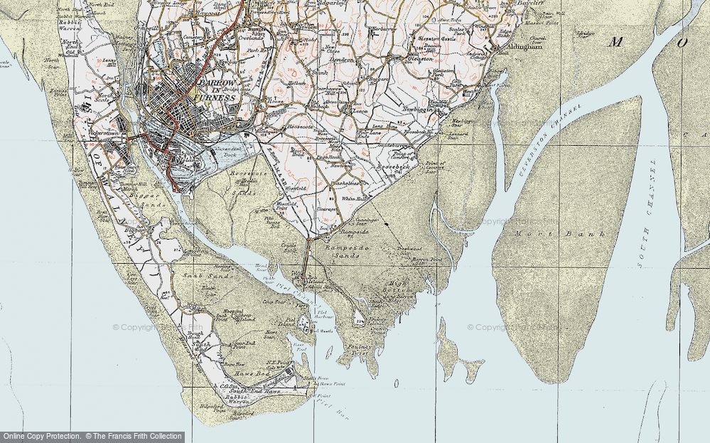 Old Map of Historic Map covering Barren Point Scar in 1924