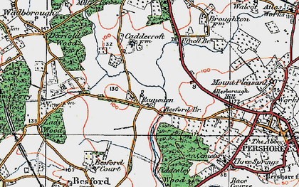 Old map of Besford Bridge in 1919