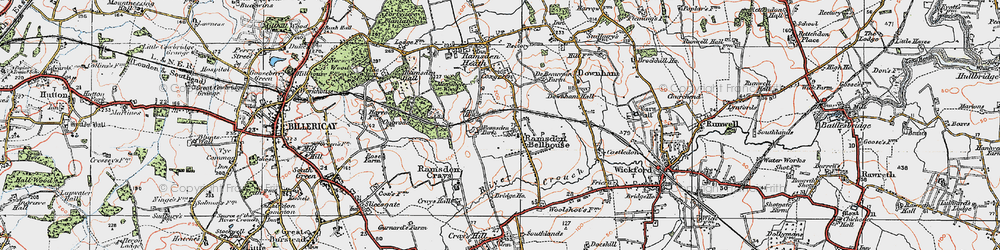 Old map of Ramsden Bellhouse in 1921