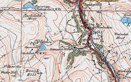 Old map of Gorpley Resr in 1925