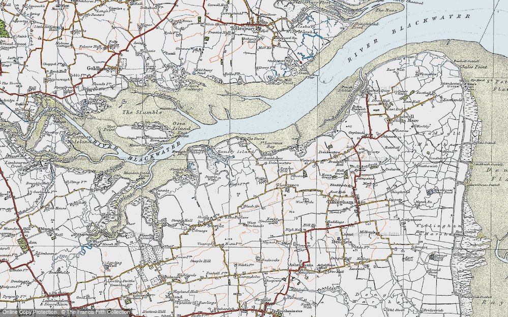 Old Map of Historic Map covering Ramsey Island in 1921