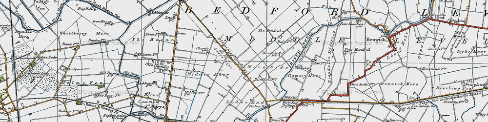 Old map of Ramsey Mereside in 1920