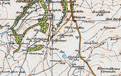 Old map of Burnhope Dam in 1925