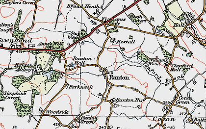 Old map of Ranton in 1921