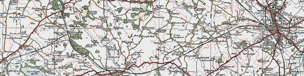 Old map of Ranton Green in 1921