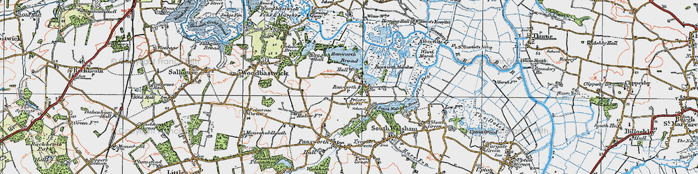 Old map of Ranworth in 1922