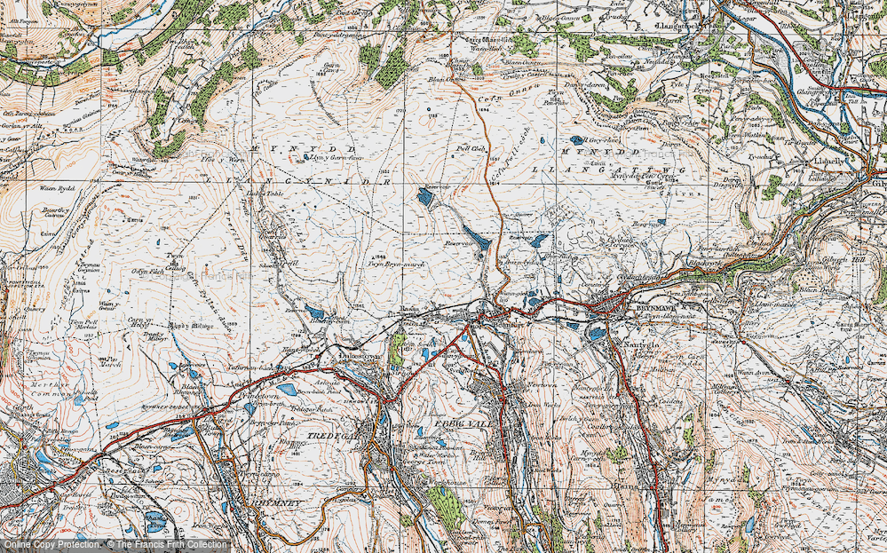 Old Map of Historic Map covering Llangynidr Reservoir in 1919