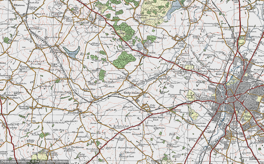 Old Map of Ratby, 1921 in 1921