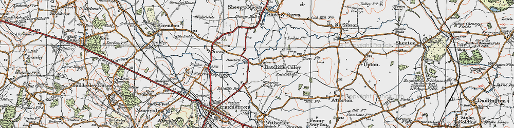 Old map of Ratcliffe Culey in 1921