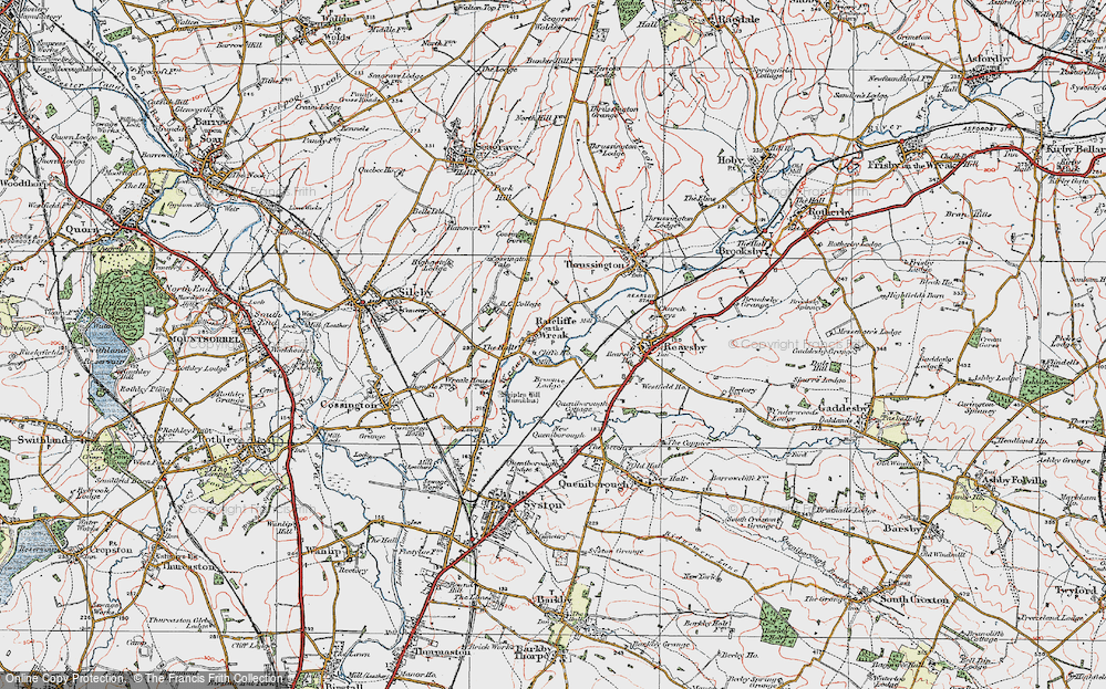 Old Map of Ratcliffe on the Wreake, 1921 in 1921
