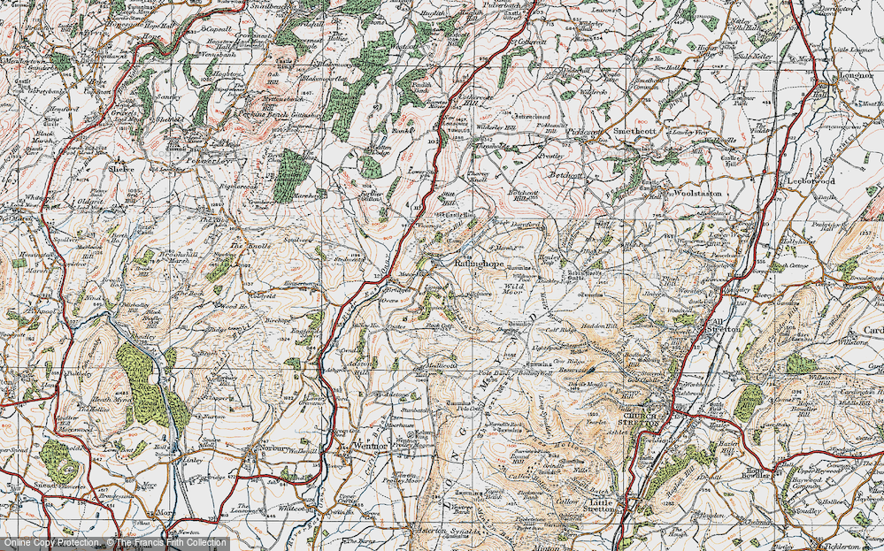 Old Map of Ratlinghope, 1921 in 1921