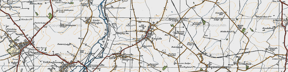 Old map of Raunds in 1919