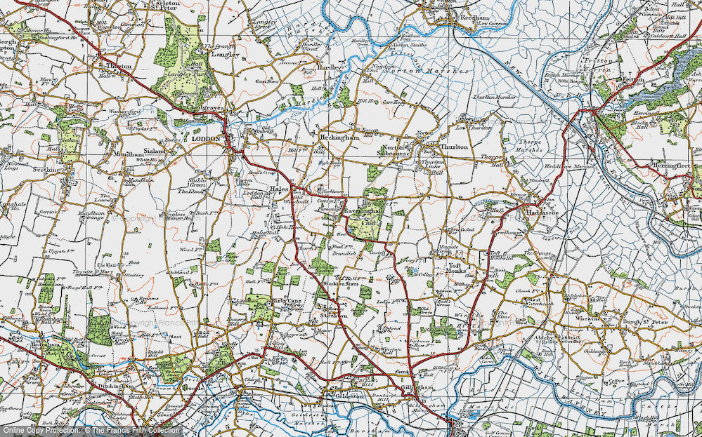 Old Map of Raveningham, 1922 in 1922