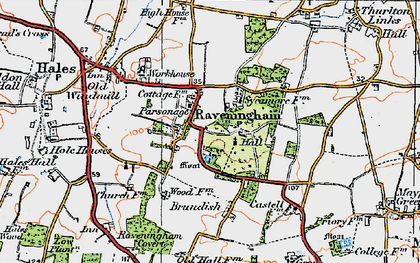 Old map of Raveningham in 1922