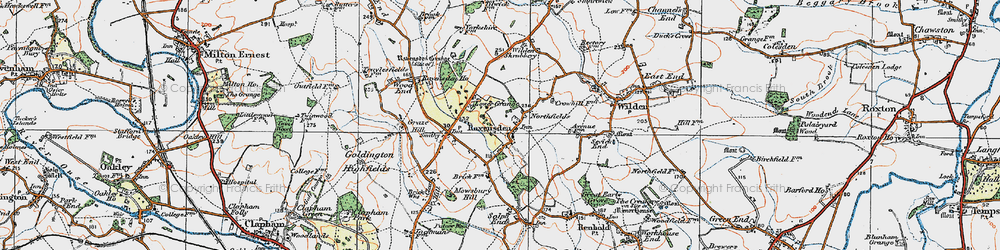 Old map of Ravensden in 1919