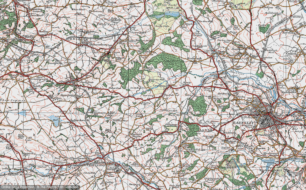 Old Map of Raw Green, 1924 in 1924