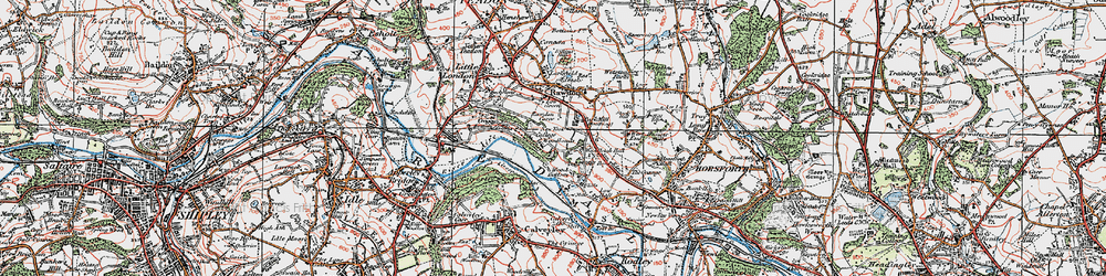 Old map of Rawdon Carrs in 1925