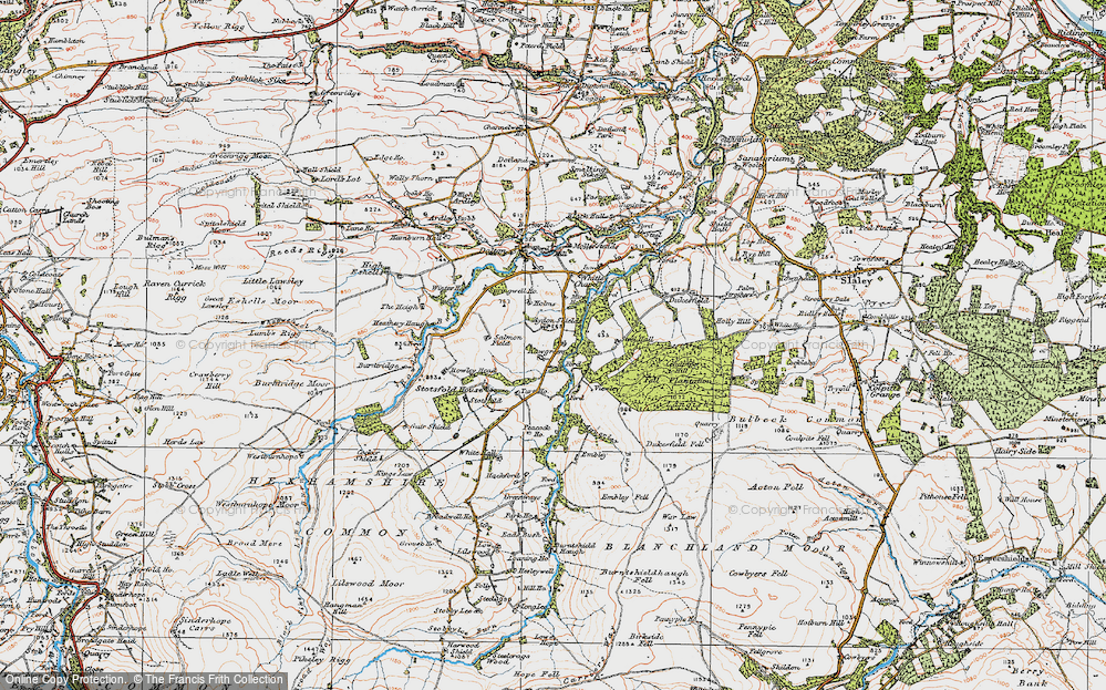 Old Map of Historic Map covering Apperley Burn in 1925