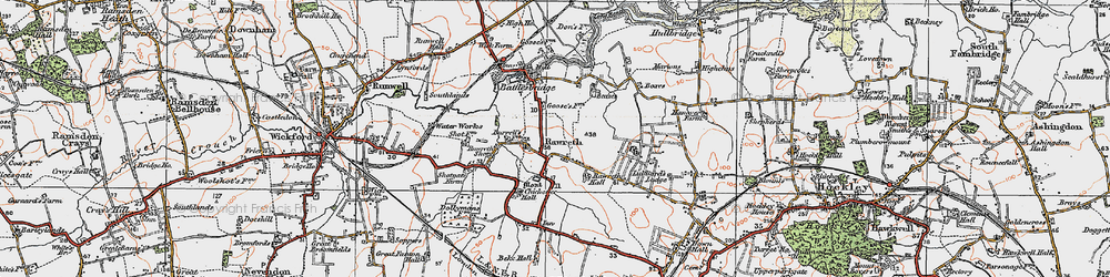Old map of Rawreth in 1921