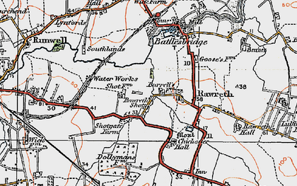 Old map of Rawreth Shot in 1921