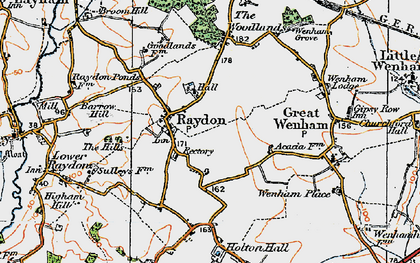 Old map of Raydon in 1921