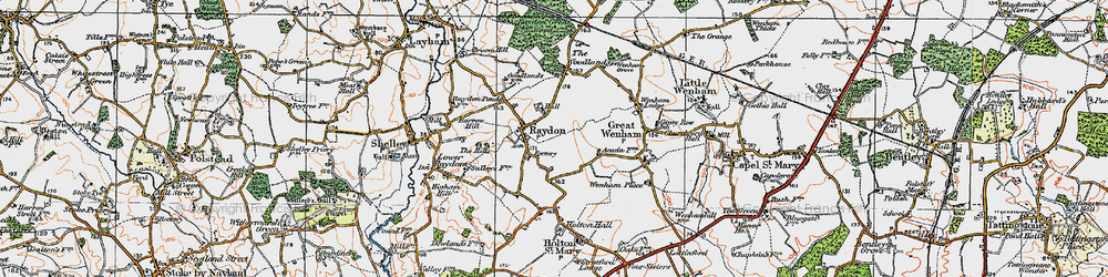 Old map of Raydon in 1921
