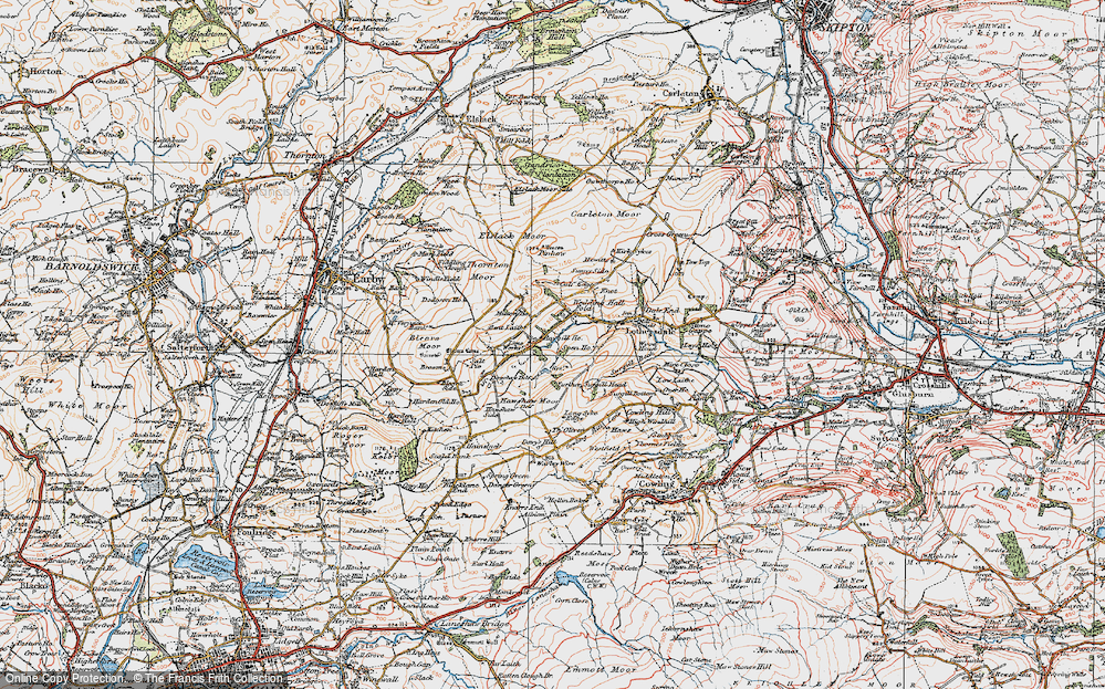 Old Map of Historic Map covering Lane Head in 1925