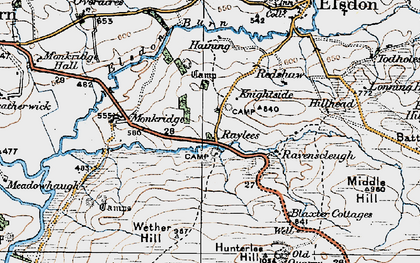 Old map of Blaxter Cotts in 1925