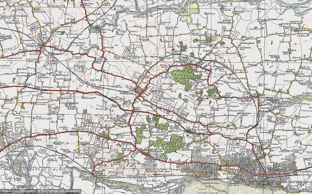 Old Map of Rayleigh, 1921 in 1921