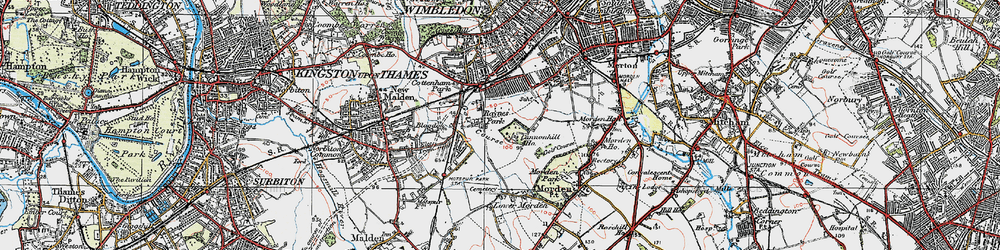 Old map of Raynes Park in 1920