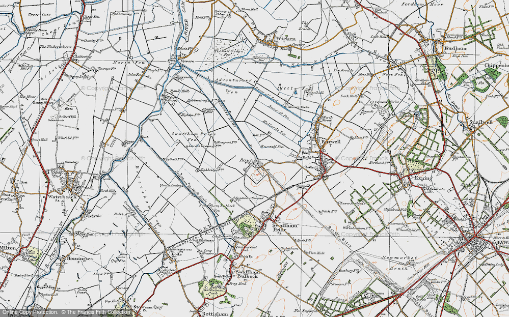 Old Map of Historic Map covering Burwell Fen in 1920