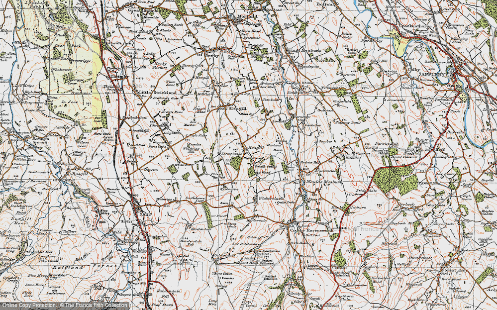 Old Map of Historic Map covering Wickerslack in 1925