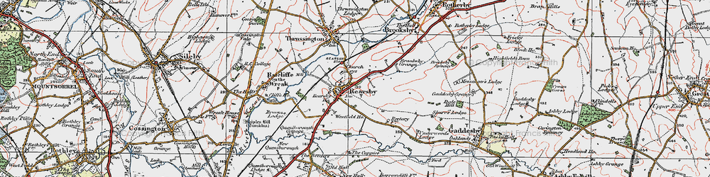 Old map of Rearsby in 1921