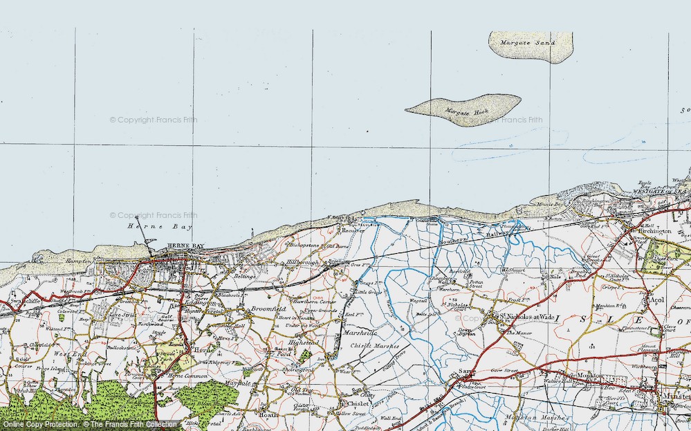 Old Map of Reculver, 1920 in 1920