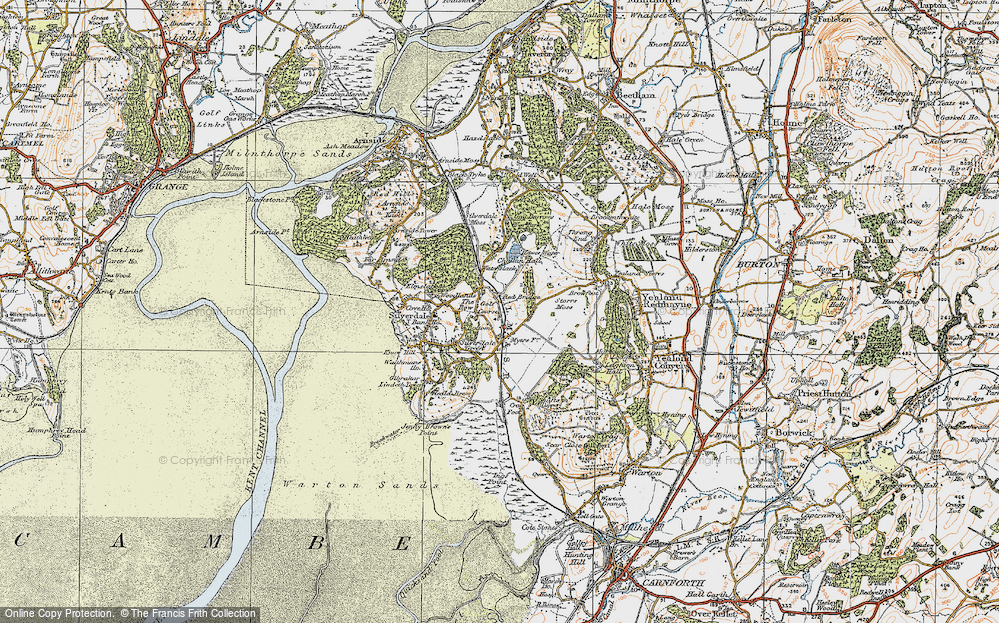 Old Map of Historic Map covering Leighton Moss (Nature Reserve) in 1925