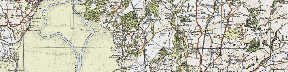 Old map of Leighton Moss (Nature Reserve) in 1925