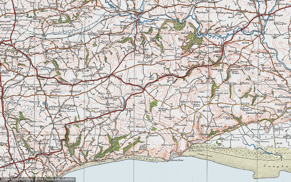 Old Map of Red Roses, 1922 in 1922