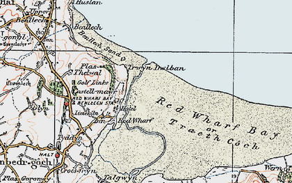 Old map of Red Wharf Bay in 1922