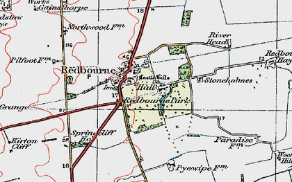 Old map of Redbourne in 1923