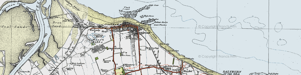 Old map of Redcar in 1925