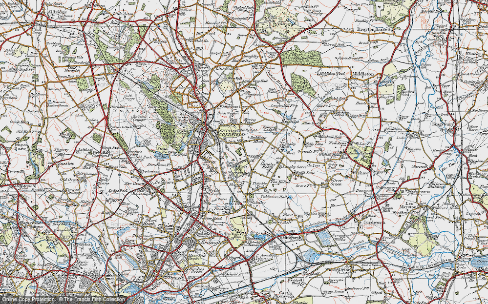 Old Map of Reddicap Heath, 1921 in 1921