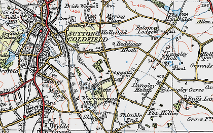 Old map of Reddicap Heath in 1921