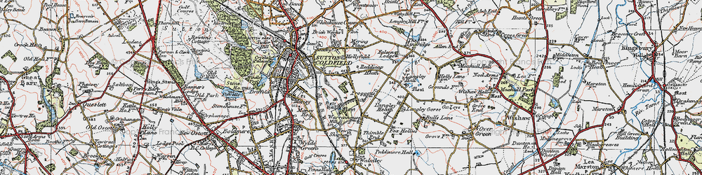 Old map of Reddicap Heath in 1921