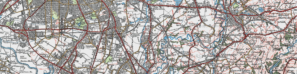 Old map of Reddish in 1923