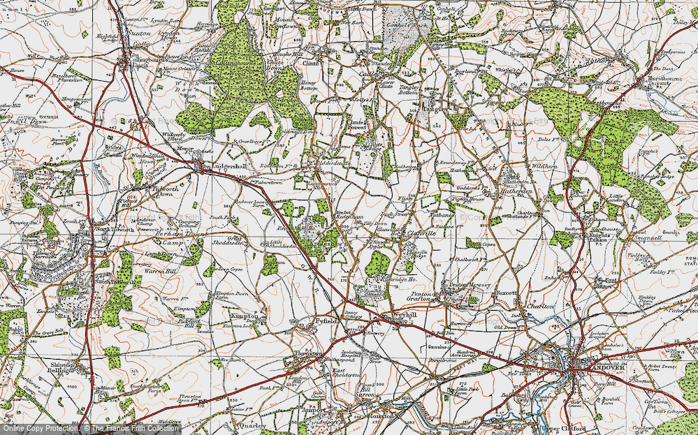 Old Map of Historic Map covering Biddesden Ho in 1919