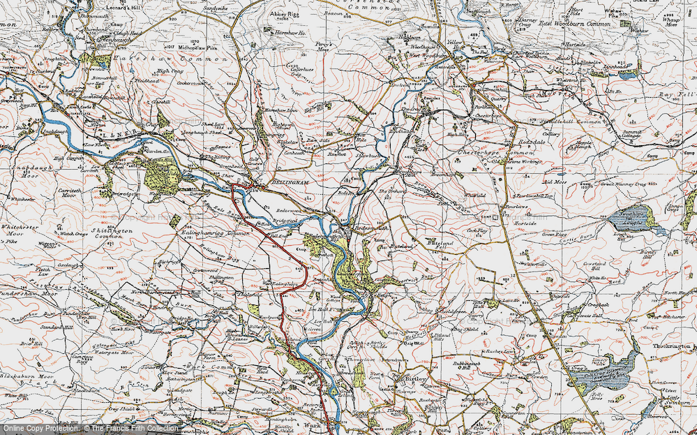 Old Map of Historic Map covering Anton Hill in 1925