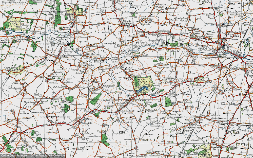 Old Map of Redgrave, 1920 in 1920
