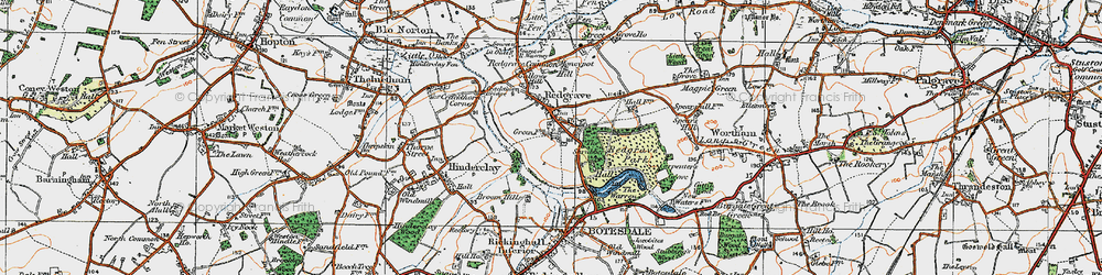 Old map of Redgrave in 1920