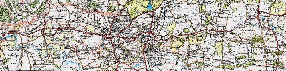 Old map of Redhill in 1920