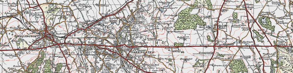 Old map of Redhill in 1921